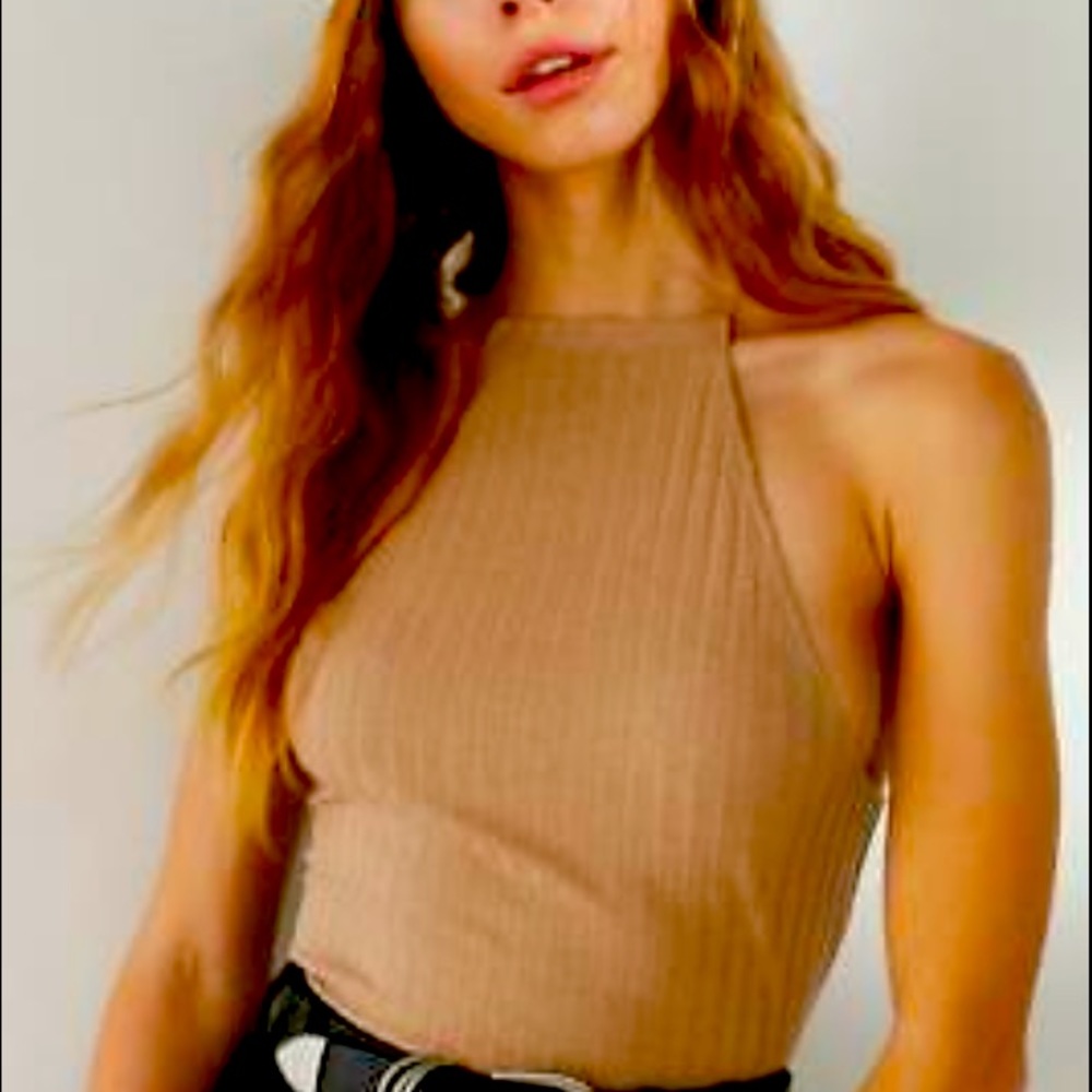 Truly Madly Deeply High Neck Ribbed Tank Top NWOT